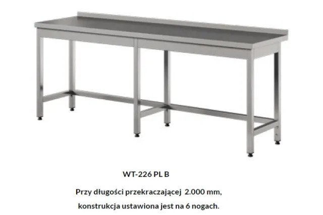 Stół roboczy do pracy wzmocniony bez półki, ze stali nierdzewnej Edenox WT-PL B