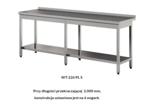 Stół roboczy do pracy z półką, ze stali nierdzewnej Edenox WT-PL S