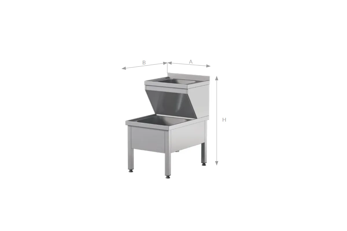 Umywalka porządkowa 500x700x850mm, ze stali nierdzewnej, Edenox STW-57/2L