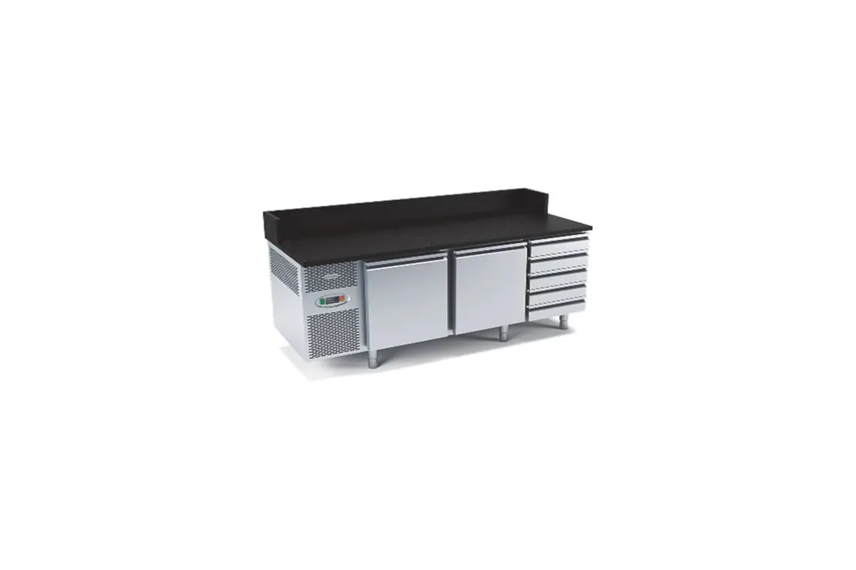 Stół chłodniczy do przygotowywania pizzy z blatem granitowym, Dora metal DM-94049 BG