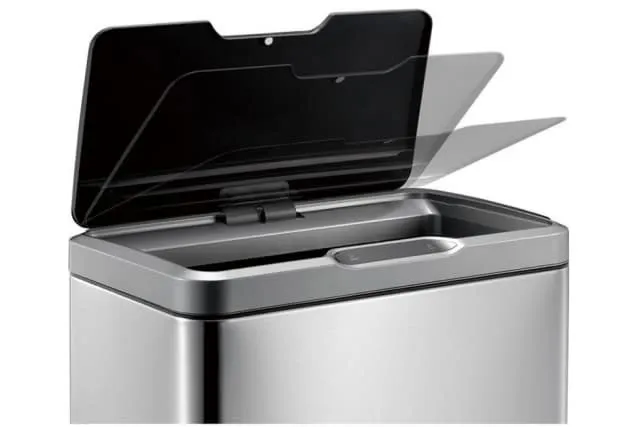 KOSZ AUTOMATYCZNY SENSOR, BEZDOTYKOWY, PROSTOKĄTNY, SZEROKI, STAL MATOWA 45 L