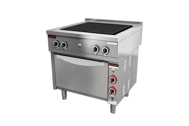 Kuchnia elektryczna z piekarnikiem elektrycznym z termoobiegiem 800x800x850 mm Kromet 000.KEZ-4u/PE-1T
