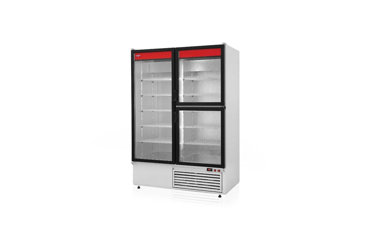 Szafa chłodnicza przeszklona lub dzielona, przeszklone drzwi, podwójna, typ 4 klasa klimatyczna, model SCH-S1400/3D4KL