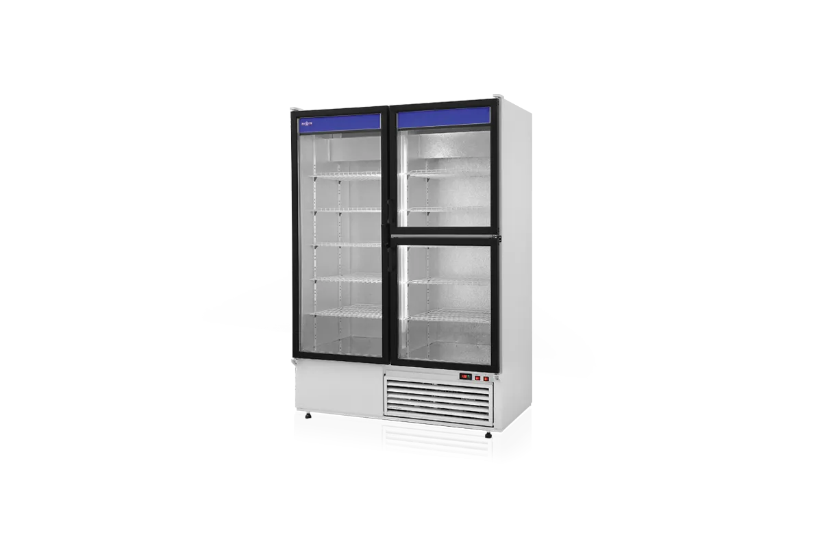 Szafa chłodnicza przeszklona lub dzielona, przeszklone drzwi, podwójna, typ 4 klasa klimatyczna, model SCH-S1400/3D4KL