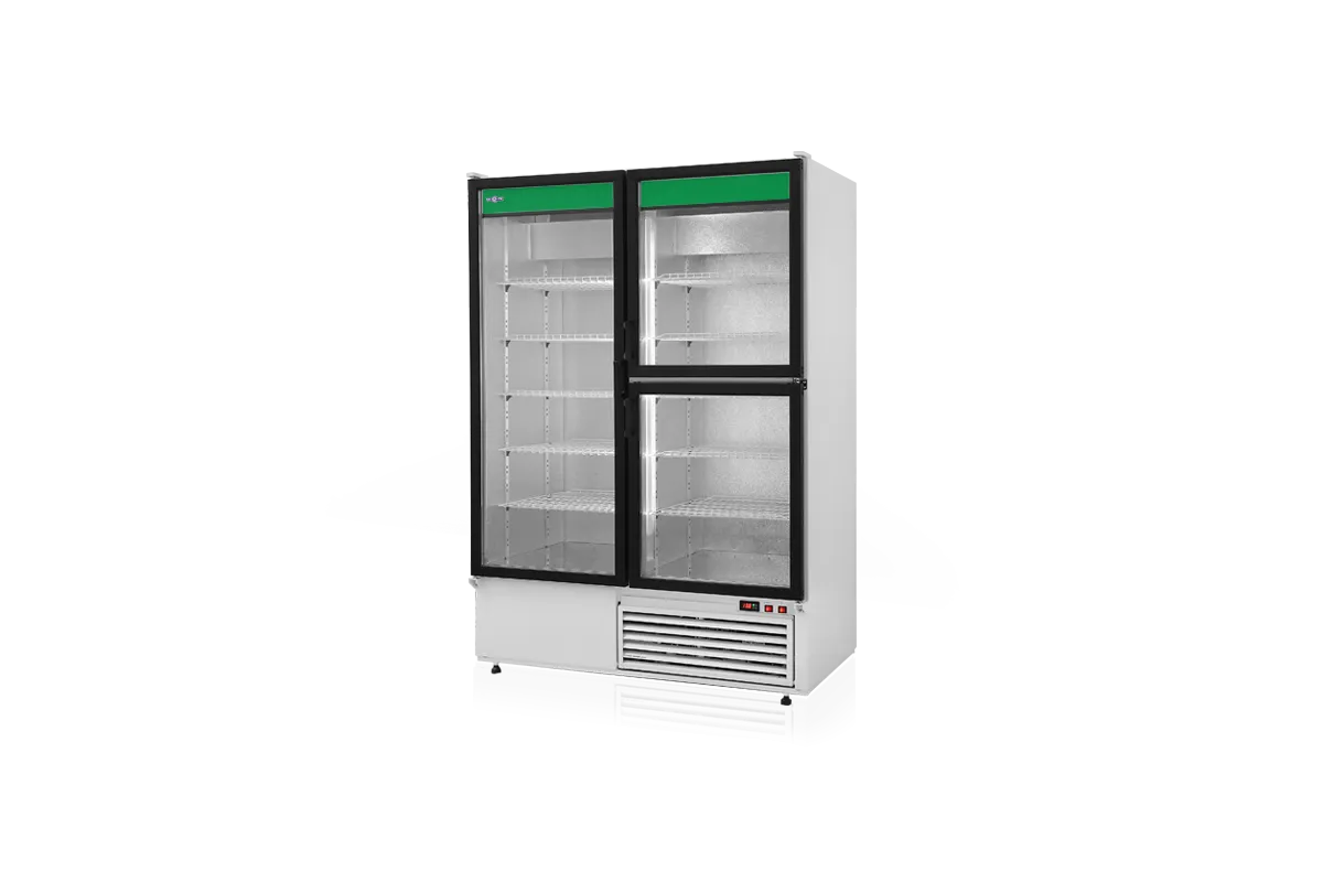 Szafa chłodnicza przeszklona lub dzielona, przeszklone drzwi, podwójna, typ 4 klasa klimatyczna, model SCH-S1400/3D4KL