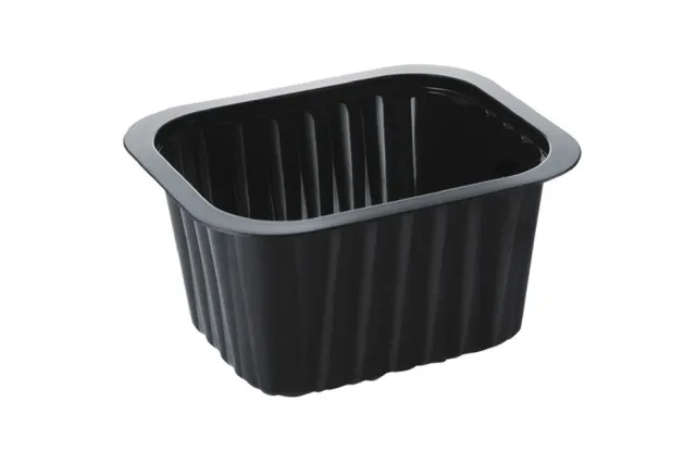 Pojemnik taca do zup przystawek do zgrzewania PP 138x114x70 mm 630 ml, czarny, 1 komora (karton. 276 szt) DUNI Baseline 758602