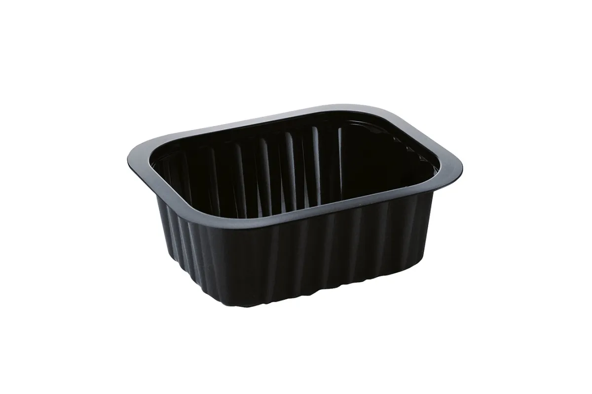 Pojemnik taca do zup przystawek do zgrzewania PP 138x114x53 mm 470 ml, czarny, 1 komora (karton. 300 szt) DUNI Baseline 758002