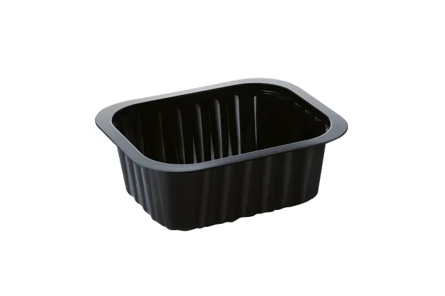 Pojemnik taca do zup przystawek do zgrzewania PP 138x114x53 mm 470 ml, czarny, 1 komora (karton. 300 szt) DUNI Baseline 758002