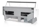Lada chłodnicza, szyba gięta, blat nierdzewny, podświetlany spód, osłona stopek, boki PS-HIPS, RAPA L-D/79/90