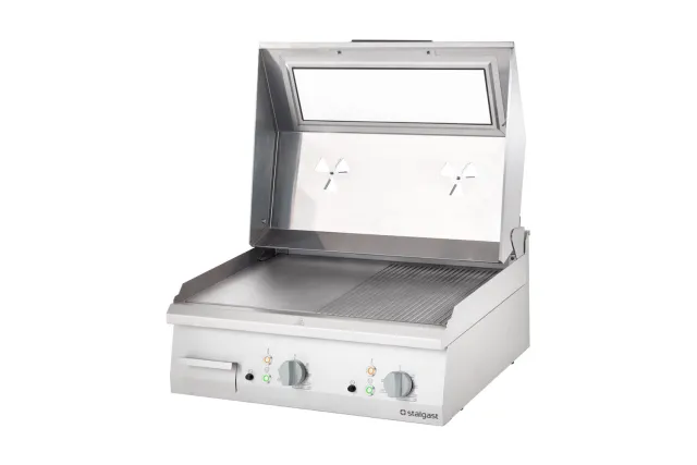 Płyta grillowa elektryczna, nastawna, gładko-ryflowana, z pokrywą, 8.1 kW Stalgast 9731390
