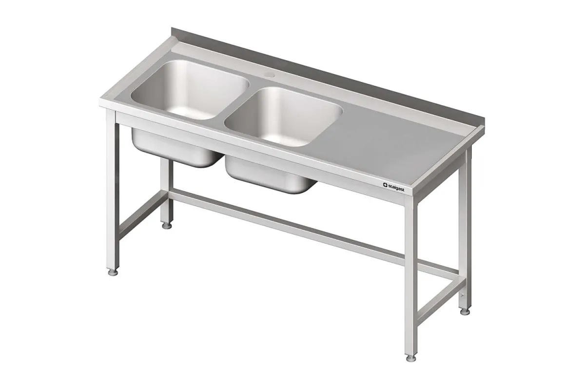 Stół ze zlewem 2-kom.(L),bez półki 1600x700x850 mm Stalgast 980807160