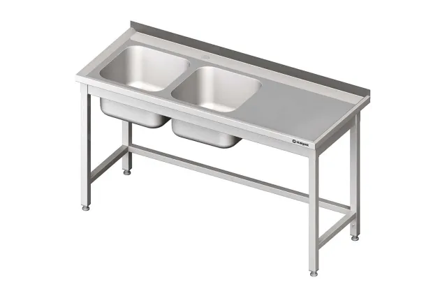 Stół ze zlewem 2-kom.(L),bez półki 1600x700x850 mm Stalgast 980807160
