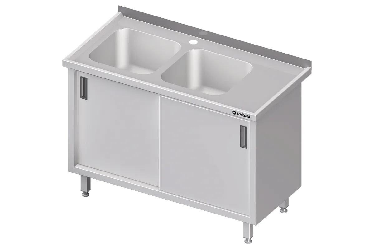 Stół ze zlewem 2-kom.(L),drzwi suwane 1700x700x850 mm Stalgast 980917170