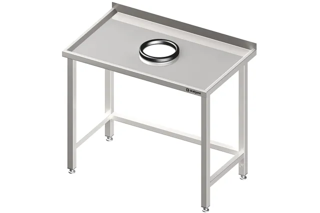 Stół przyścienny bez półki 1300x700x850 mm, z otworem na odpadki Stalgast 980927130