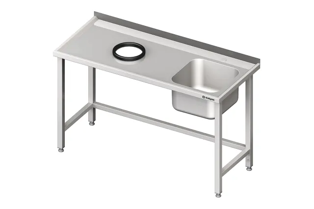 Stół przyścienny ze zlewem, bez półki z otworem 1700x700x850 mm, 1 komora po prawej spawany Stalgast 980937160