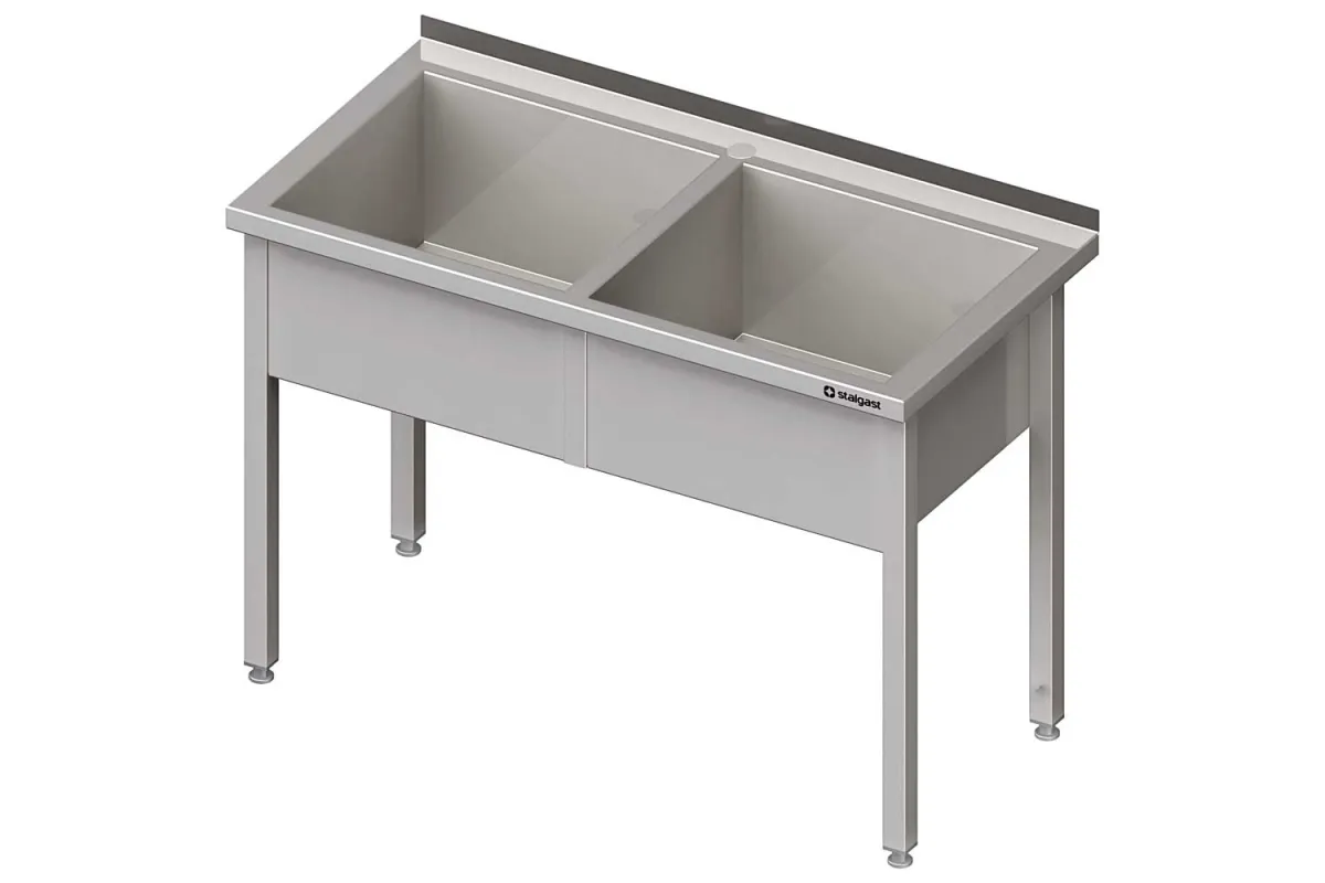 Stół z basenem 2-komorowym spawany 1300x700x850 mm h300 mm Stalgast 981377130