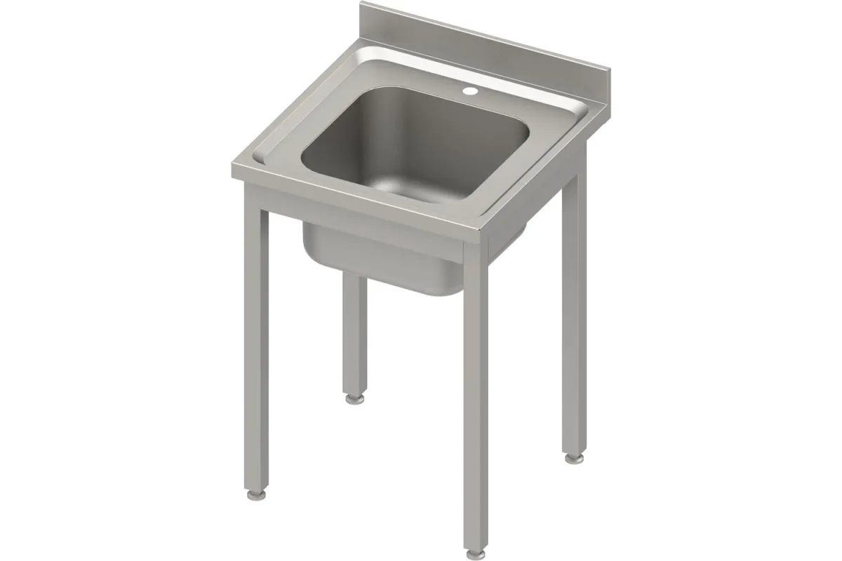 Stół ze zlewem 1-kom.(L),bez półki 800x700x850 mm skręcany, blat tłoczony 100x15x10 Stalgast 984437080