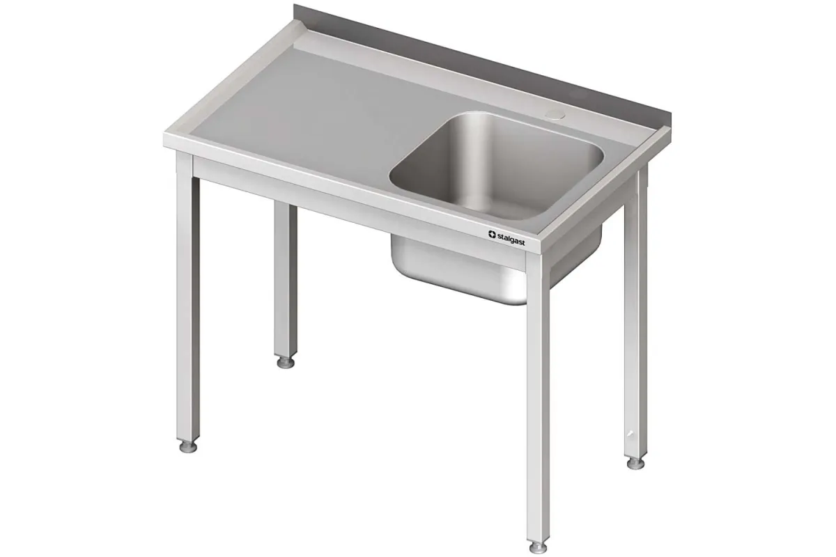 Stół ze zlewem 1-kom.(P),bez półki 1400x600x850 mm spawany Stalgast 980646140S