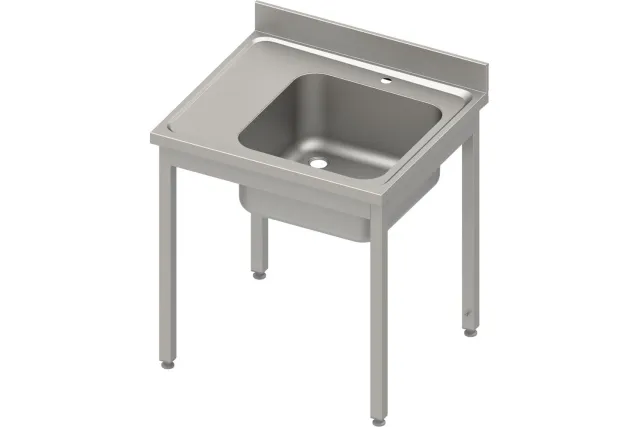 Stół ze zlewem 1-kom.(P),bez półki 900x700x850 mm spawany, blat tłoczony 100x15x10 Stalgast 984417090S