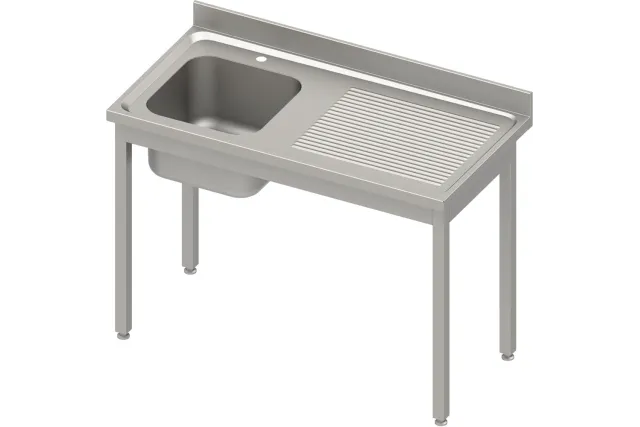 Stół ze zlewem 1-kom.(L),bez półki 1400x600x850 mm spawany, blat tłoczony 100x15x10 Stalgast 984436140S