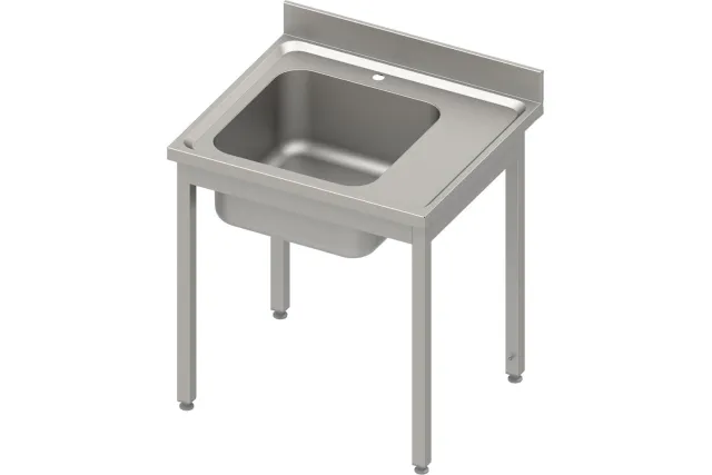 Stół ze zlewem 1-kom.(L),bez półki 800x700x850 mm spawany, blat tłoczony 100x15x10 Stalgast 984437080S
