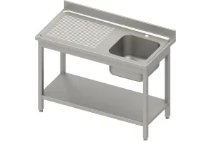 Stół ze zlewem 1-kom.(P),z półką 1600x700x850 mm spawany, blat tłoczony 100x15x10 Stalgast 984467160S