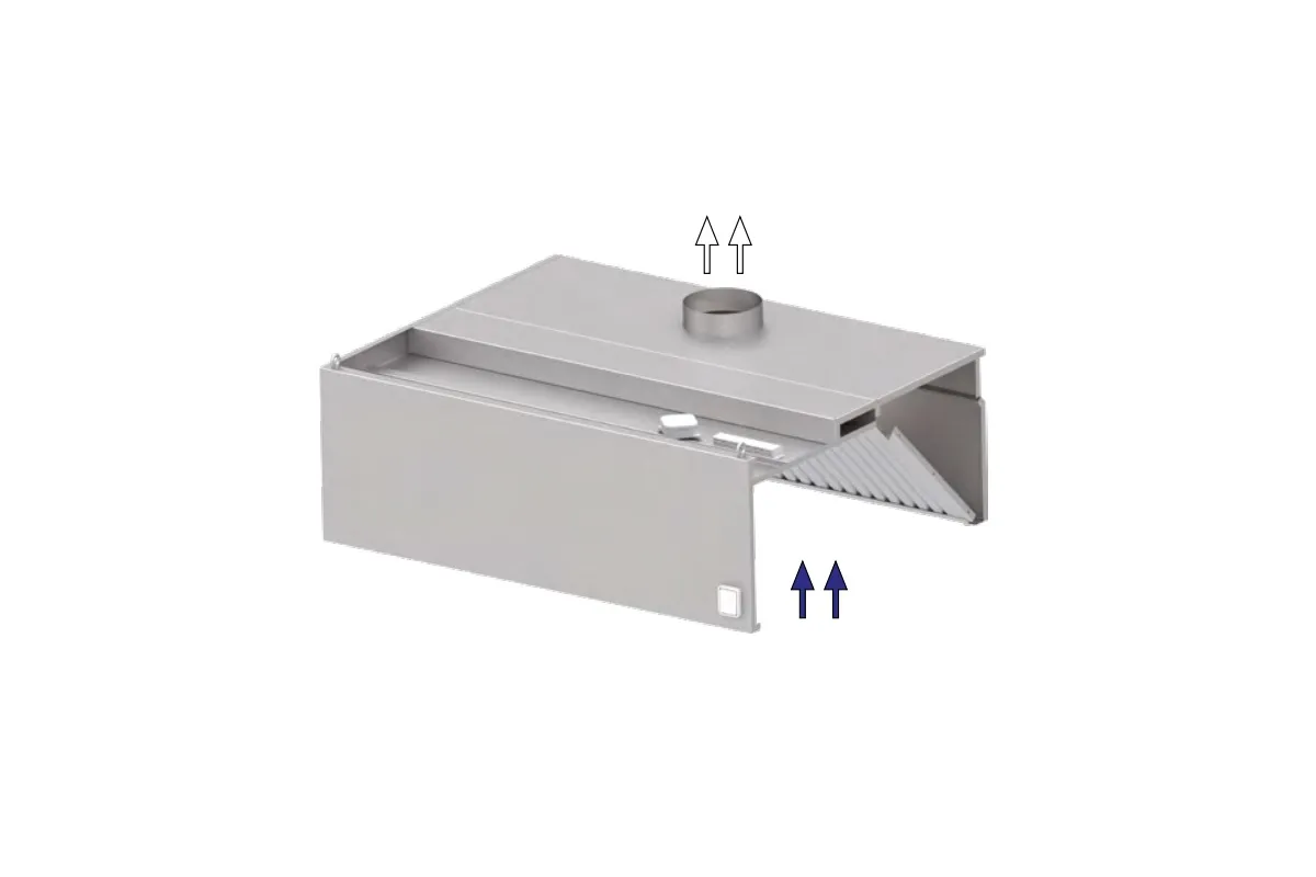 Okap przyścienny skrzyniowy ze stali nierdzewnej 2200x700x450 mm Stalgast model 206
