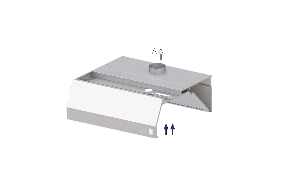 Okap przyścienny trapezowy ze stali nierdzewnej 1200x1100x450 mm Stalgast model 207