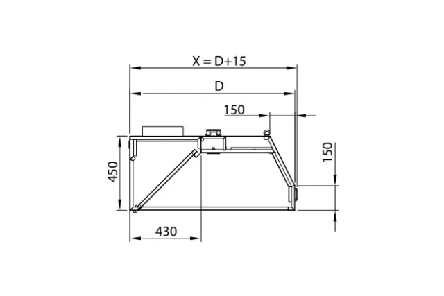 Okap przyścienny trapezowy ze stali nierdzewnej 1100x1000x450 mm Stalgast model 207