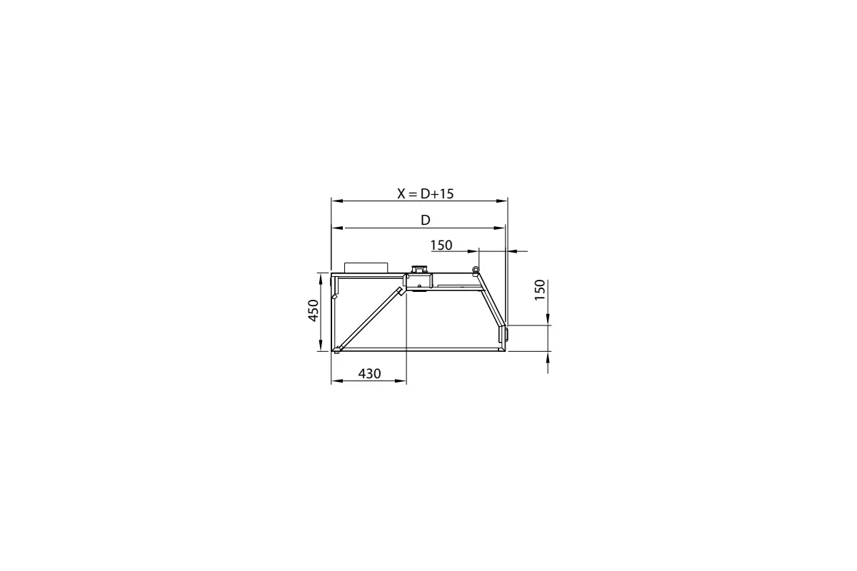 Okap przyścienny trapezowy ze stali nierdzewnej 1000x800x450 mm Stalgast model 207