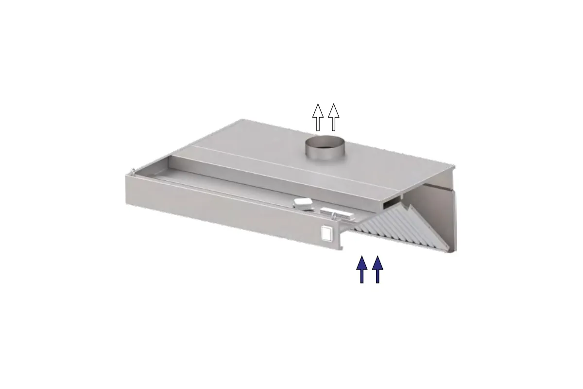Okap przyścienny skośny ze stali nierdzewnej 4600x600x450 mm Stalgast model 208