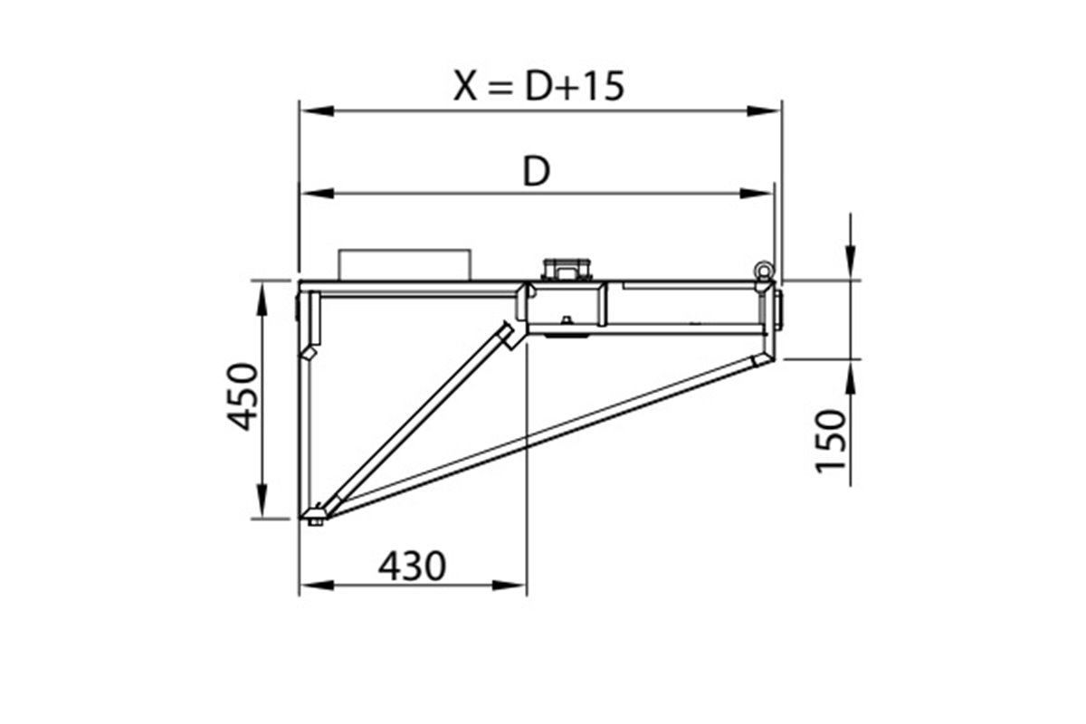Okap przyścienny skośny ze stali nierdzewnej 2900x800x450 mm Stalgast model 208
