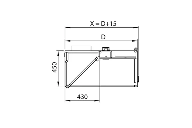 Okap przyścienny skrzyniowy ze stali nierdzewnej 4200x1200x450 mm Stalgast model 206