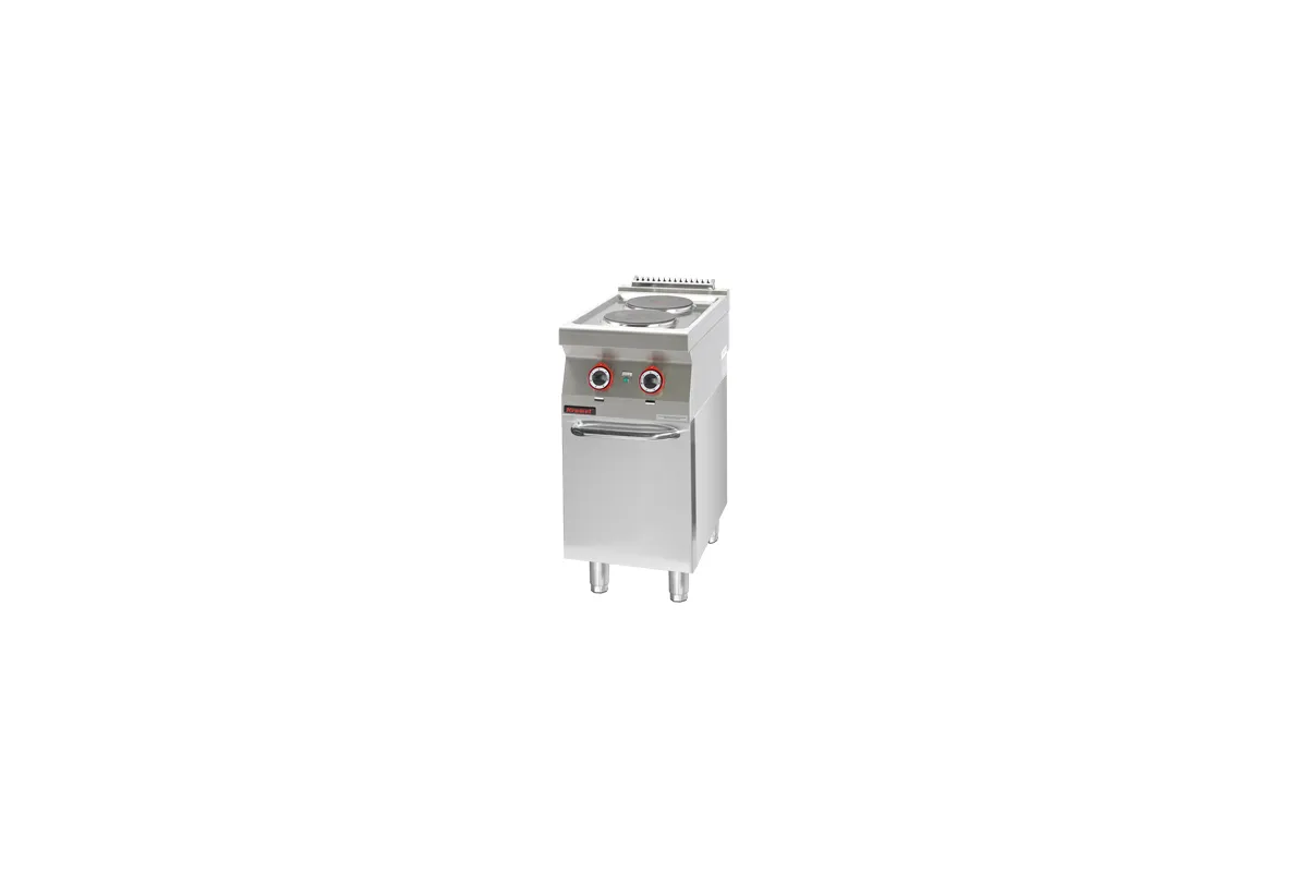 Kuchnia elektryczna 2 płyty okrągłe 2x2,6kW na podstawie szafkowej zamkniętej 400x700x900 Kromet 700.KE-2.S.D
