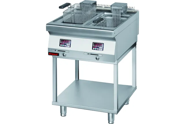 Frytkownica elektryczna 2x8l 16kW na podstawie szkieletowej 800x700x900 Kromet 700.FE-2x10f.T