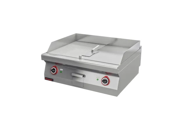 Płyta grillowa 1/2gł. + 1/2ryf. chromowana 800 mm 9,6kW 800x700x280 Kromet 700.PBE-800GR