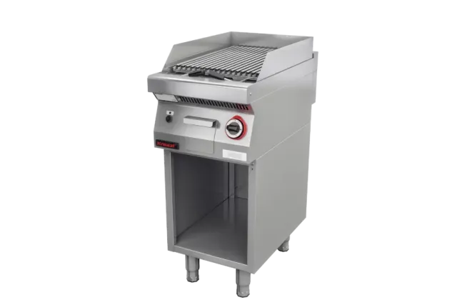 Lawa grill 400 mm 7kW na podstawie szafkowej otwartej 400x700x900 Kromet 700.OGL-400.S