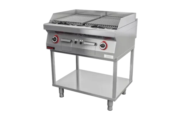 Lawa grill 800 mm 14kW na podstawie szkieletowej 800x700x900 Kromet 700.OGL-800.T