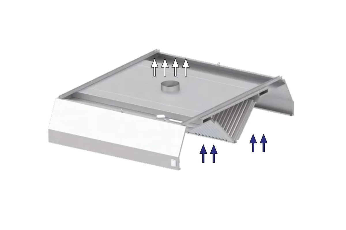Okap centralny trapezowy ze stali nierdzewnej 4600x1600x450 mm Stalgast model 210