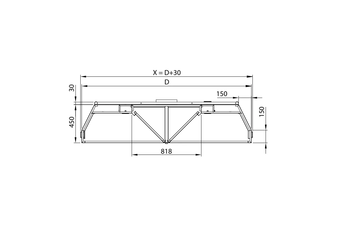 Okap centralny trapezowy ze stali nierdzewnej 4800x2000x450 mm Stalgast model 210