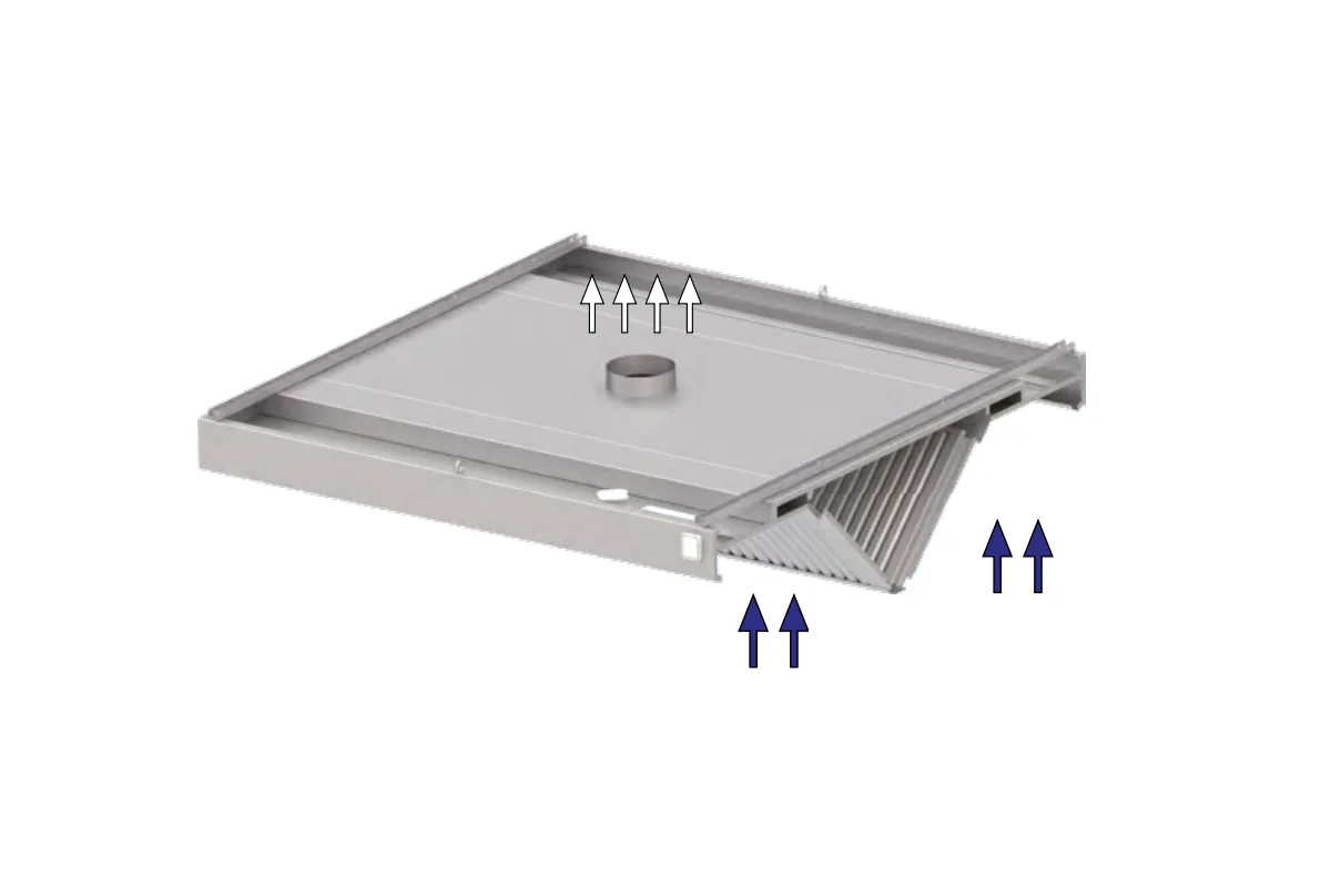 Okap centralny skośny ze stali nierdzewnej 5000x2000x450 mm Stalgast model 211