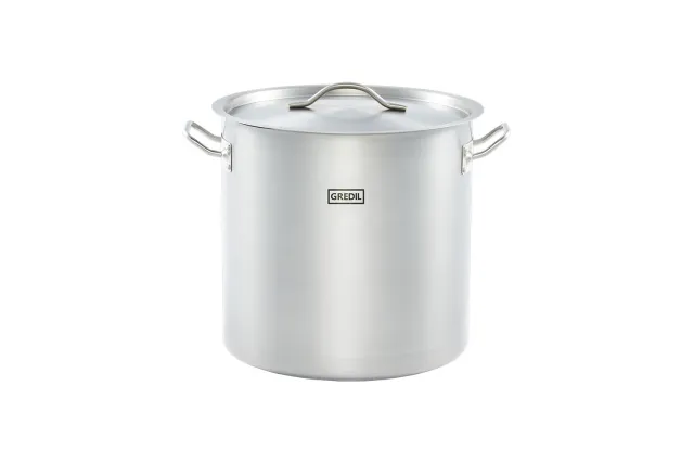 Garnek wysoki z pokrywką, stalowy, Ø 320 mm, V 25.7 l Gredil 011345