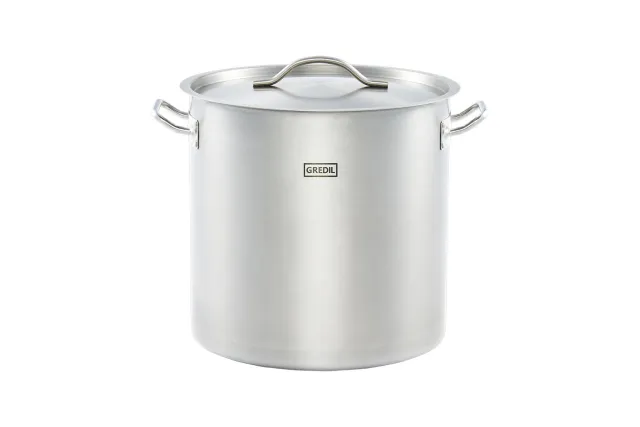 Garnek wysoki z pokrywką, stalowy, Ø 360 mm, V 36.6 l Gredil 011365