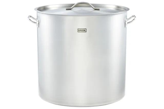 Garnek wysoki z pokrywką, stalowy, Ø 500 mm, V 98.2 l Gredil 011505