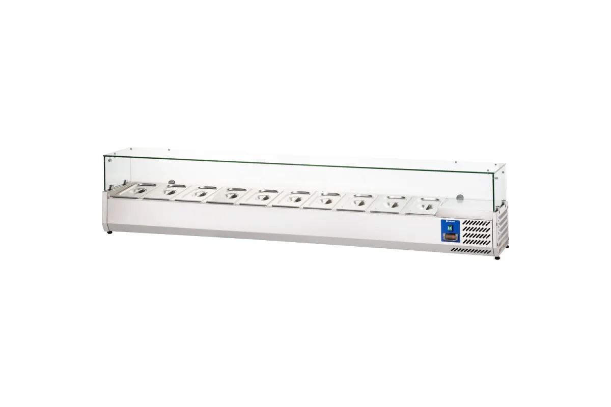 Witryna chłodnicza nadstawna z szybą, L 2000 mm, 10 x GN 1/4 Stalgast 834141