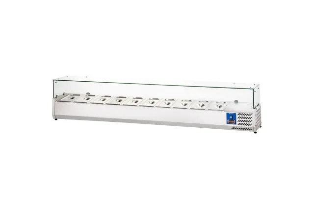 Witryna chłodnicza nadstawna z szybą, L 2000 mm, 10 x GN 1/4 Stalgast 834141