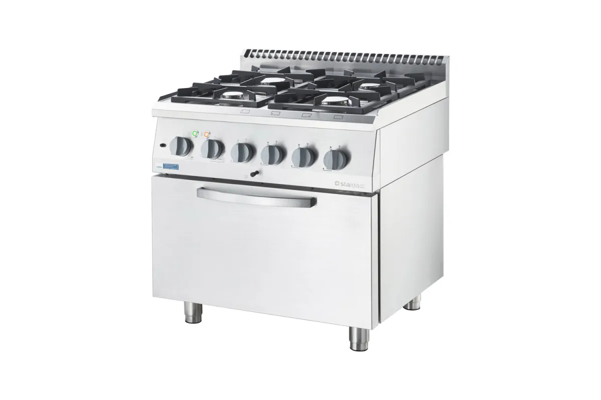 Kuchnia gazowa ECO z piekarnikiem elektrycznym, 800x700, 17.0+6.5 kW, G20/20 mbar Stalgast 9713610