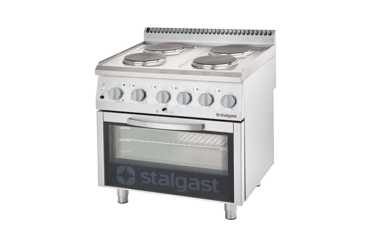Kuchnia elektryczna, 4-polowa z piekarnikiem elektrycznym, 10.4+7 kW Stalgast 9715000