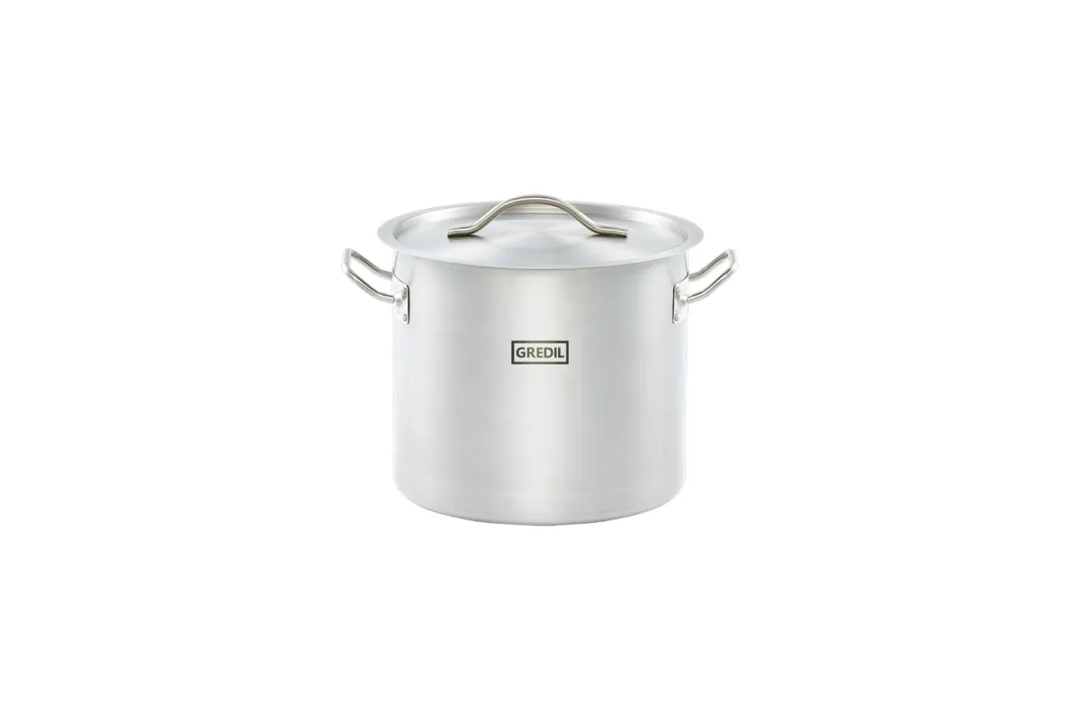 Garnek wysoki z pokrywką, stalowy, Ø 240 mm, V 9 l Gredil 011245