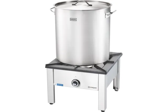 Garnek wysoki z pokrywką, stalowy, Ø 240 mm, V 9 l Gredil 011245